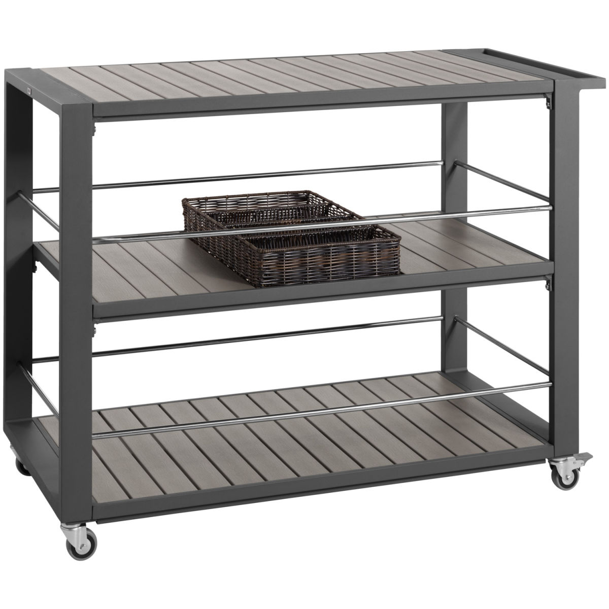 VEGA Servierwagen-Set Aventuro mit Einlegeböden und Besteckbehälter; 119x56x91 cm (BxTxH); anthrazit