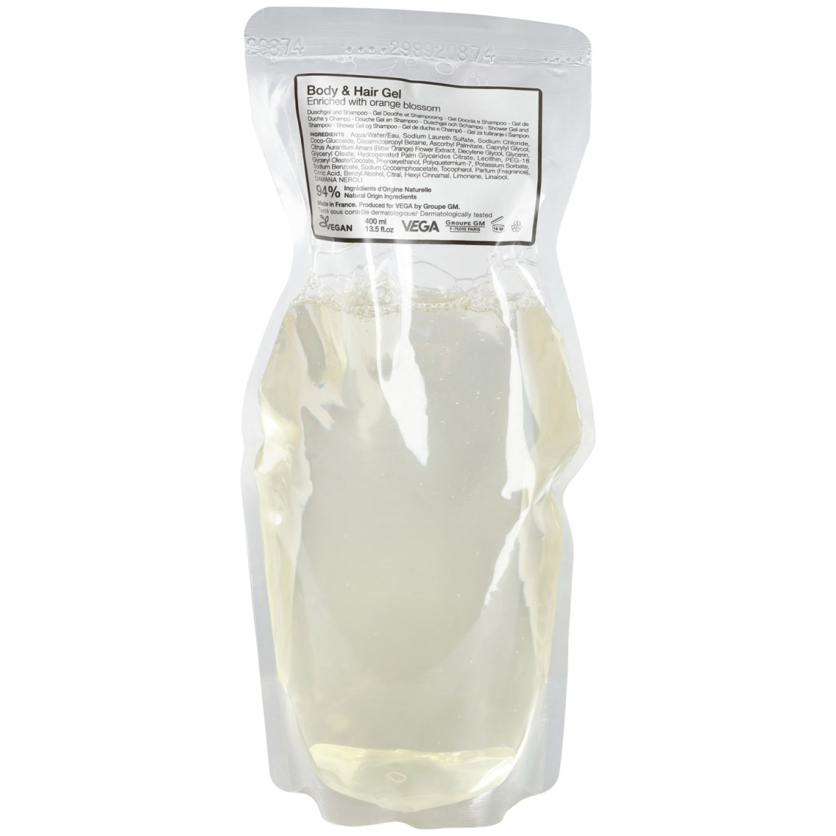 V-Touch Hotel Shampoo und Duschgel Mountain Spa 2 in 1, Nachfüllbeutel; 400 ml; transparent; 18 Stück / Pack