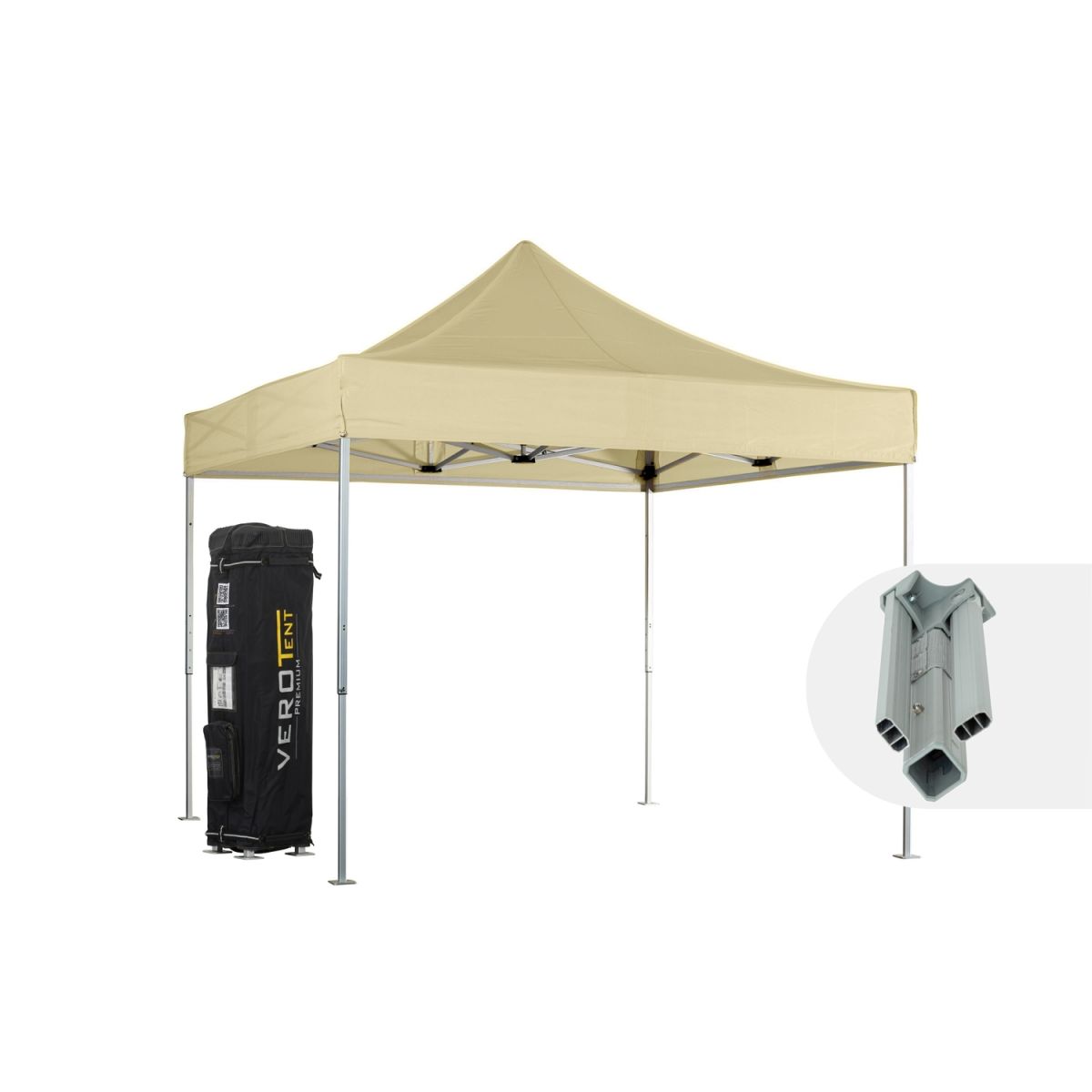VeroTENT VeroTENT Faltpavillon 3x3m Classic mit Dach ; 300x300x330 cm (LxBxH); beige