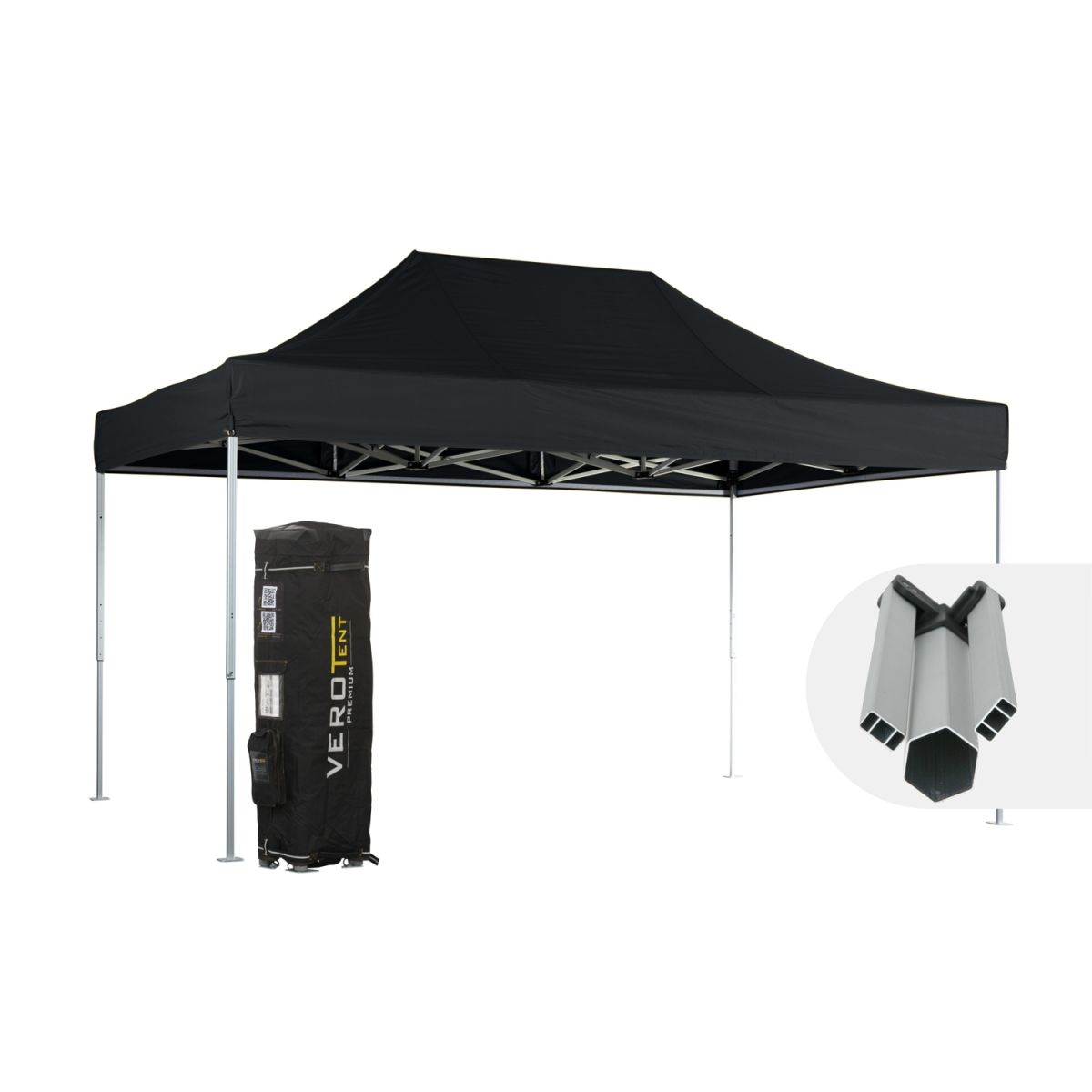 VeroTENT VeroTENT Faltpavillon 3x4,5m Starter mit Dach ; 300x450x330 cm (LxBxH); schwarz