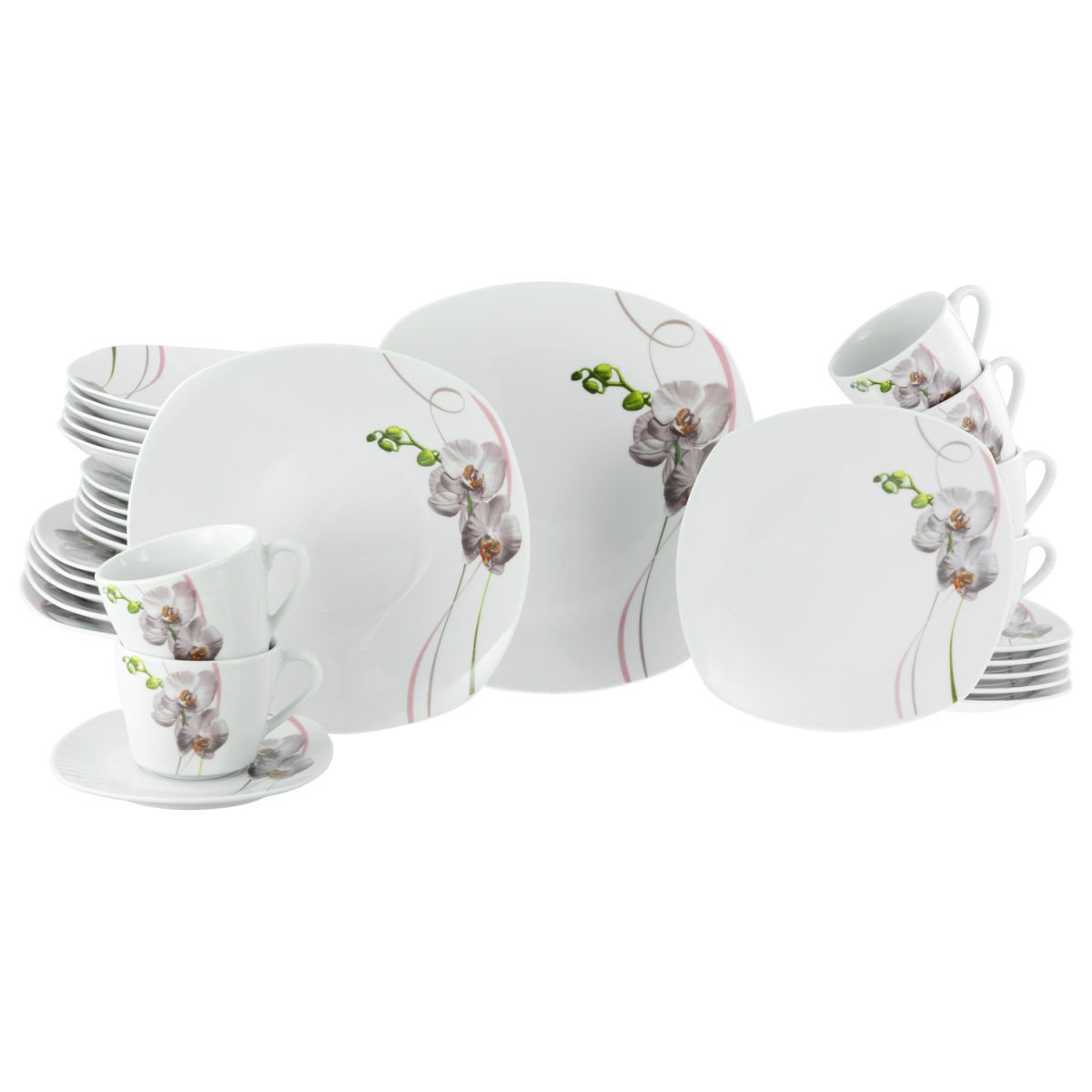 CreaTable Square Orchidee - Kombiservice 30-tlg; weiß