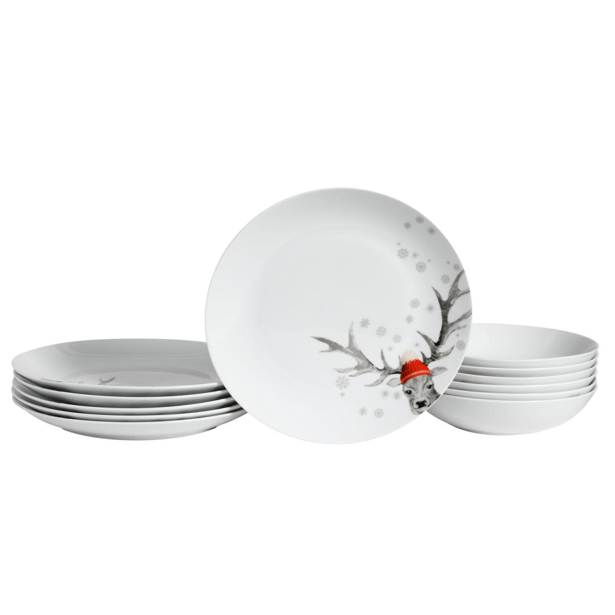 CreaTable Hirsch (Form Luna) - Tafelservice 12-tlg; weiß