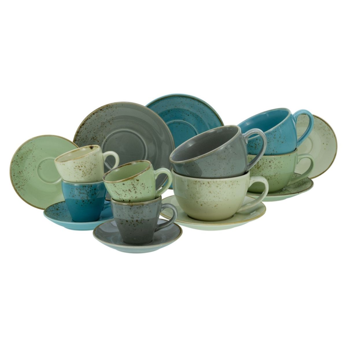 CreaTable Nature Collection Aqua - Tassen-Set 16-tlg; mehrfarbig