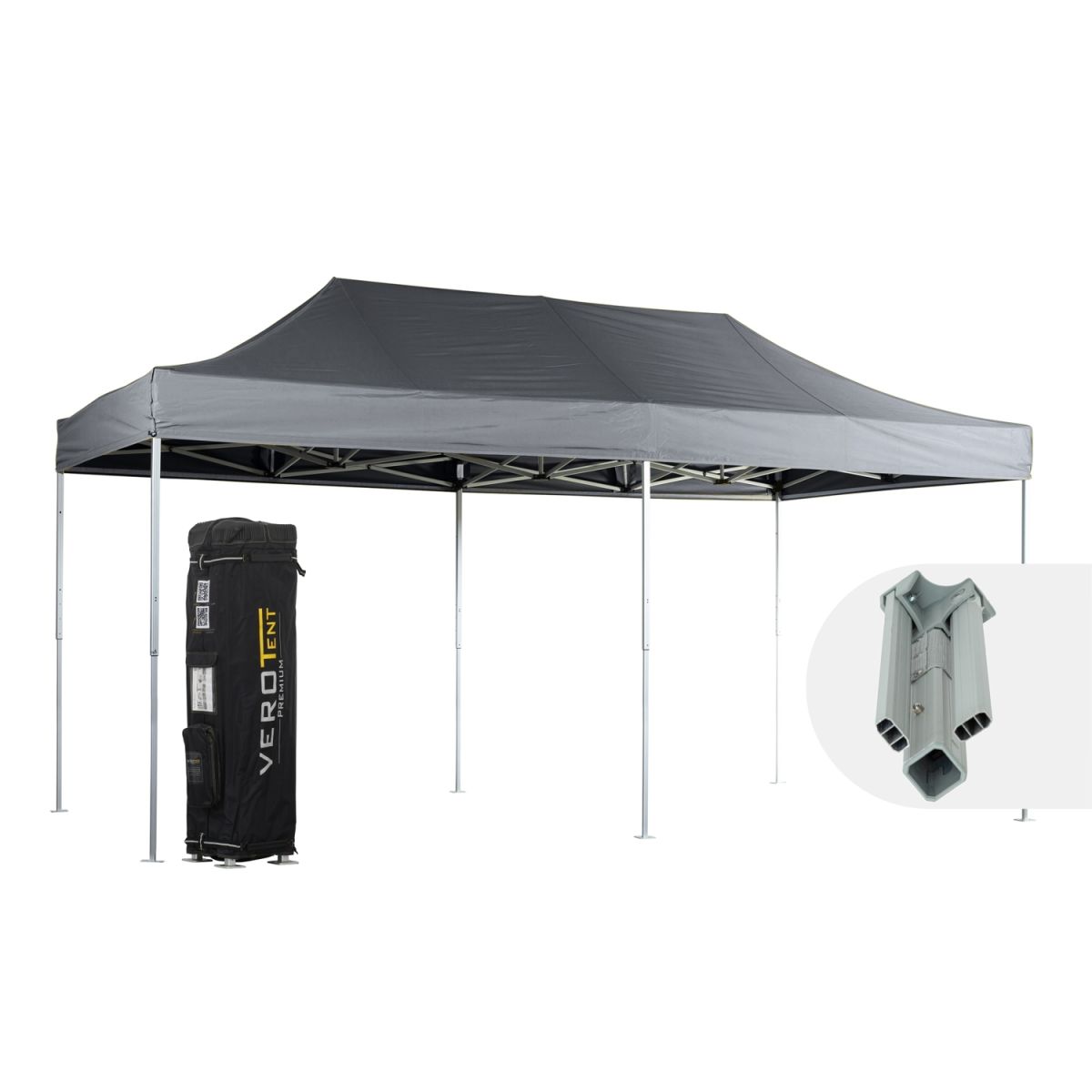 VeroTENT VeroTENT Faltpavillon 3x6m Classic mit Dach ; 300x600x330 cm (LxBxH); grau