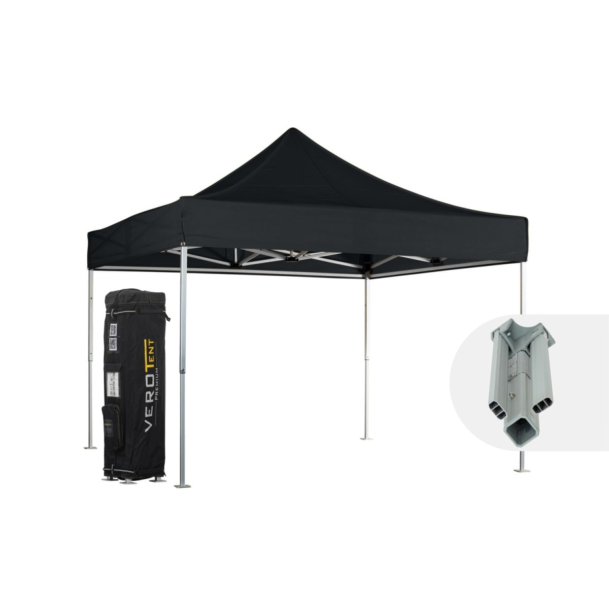 VeroTENT VeroTENT Faltpavillon 4x4m Classic mit Dach ; 400x400x400 cm (LxBxH); schwarz