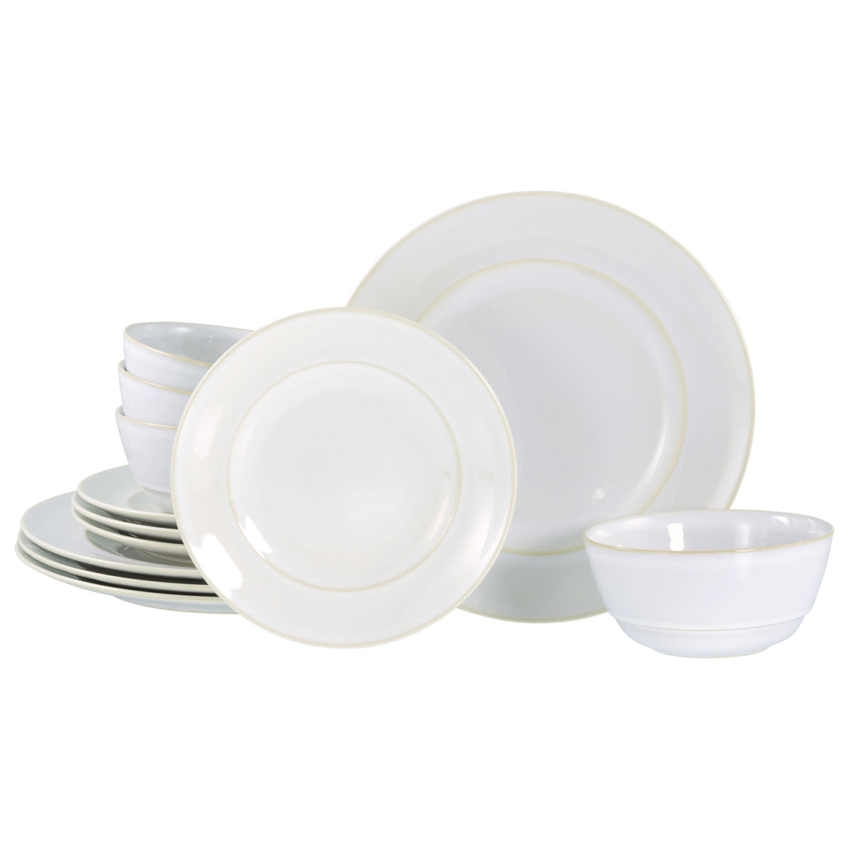 CreaTable Antique offwhite - Tellerset 12-tlg; weiß