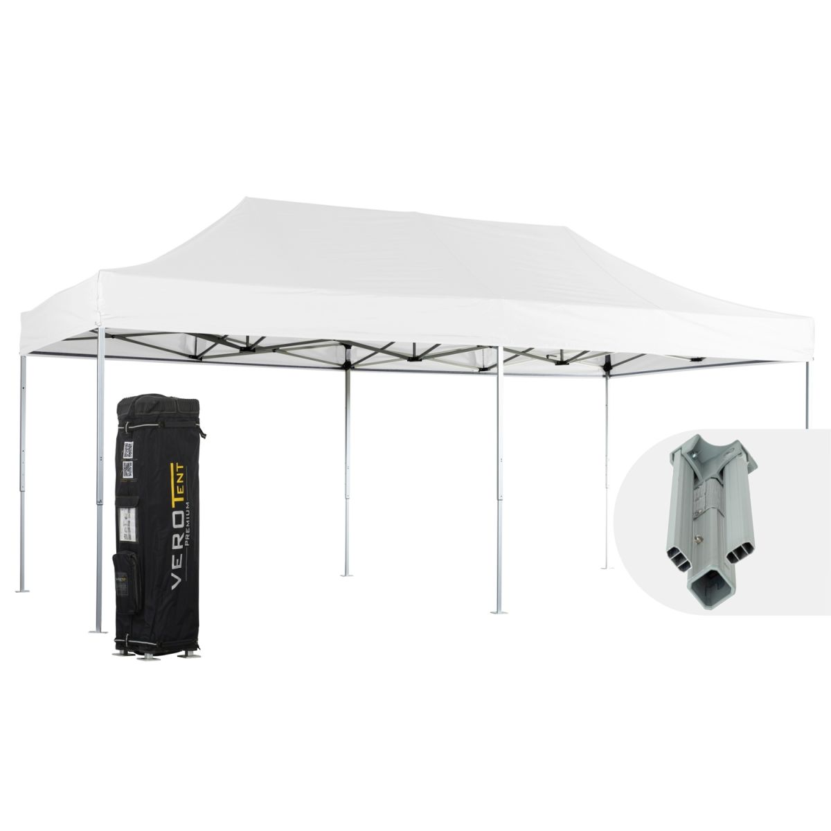 VeroTENT VeroTENT Faltpavillon 4x8m Classic mit Dach ; 400x800x400 cm (LxBxH); weiß