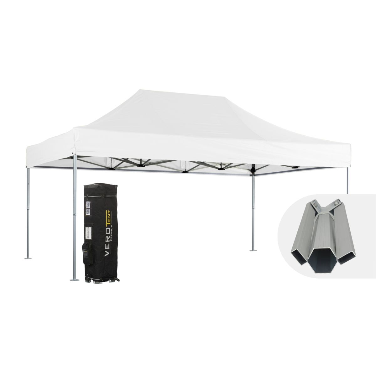 VeroTENT VeroTENT Faltpavillon 4x6m Budget50 mit Dach ; 400x600x400 cm (LxBxH); weiß