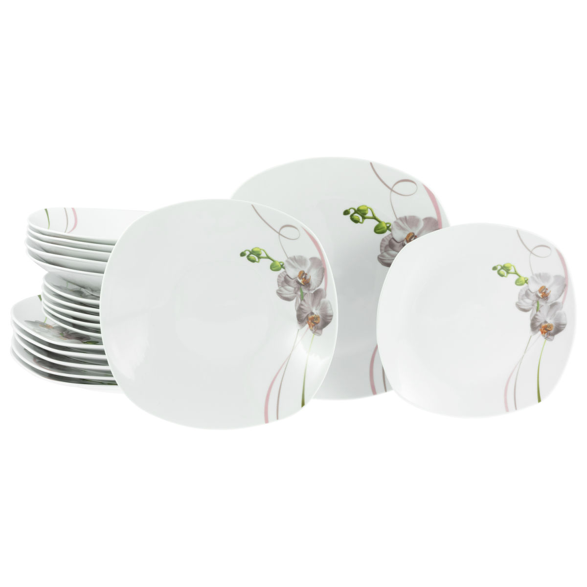 CreaTable Square Orchidee - Tellerset 18-tlg; mehrfarbig