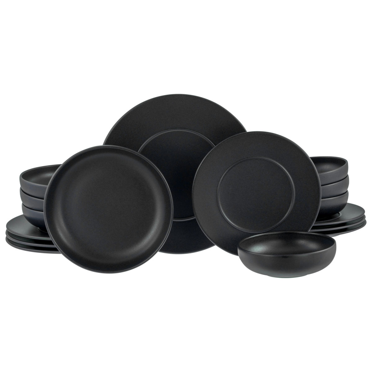 CreaTable Unico Schwarz - Tellerset 16-tlg; schwarz