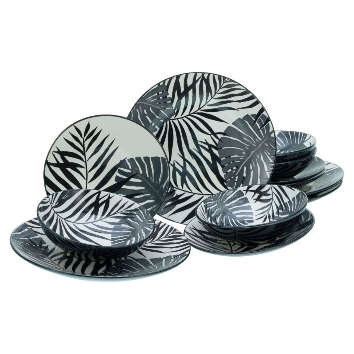 CreaTable Tropicana black - Tellerset 12-tlg; schwarz