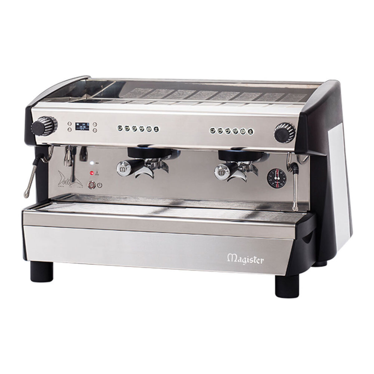 magister Siebträgermaschine, 2-gruppig, automatisch, DELTA, 4,5 kW; 81.3x49.4x56.1 cm (BxHxT); silber