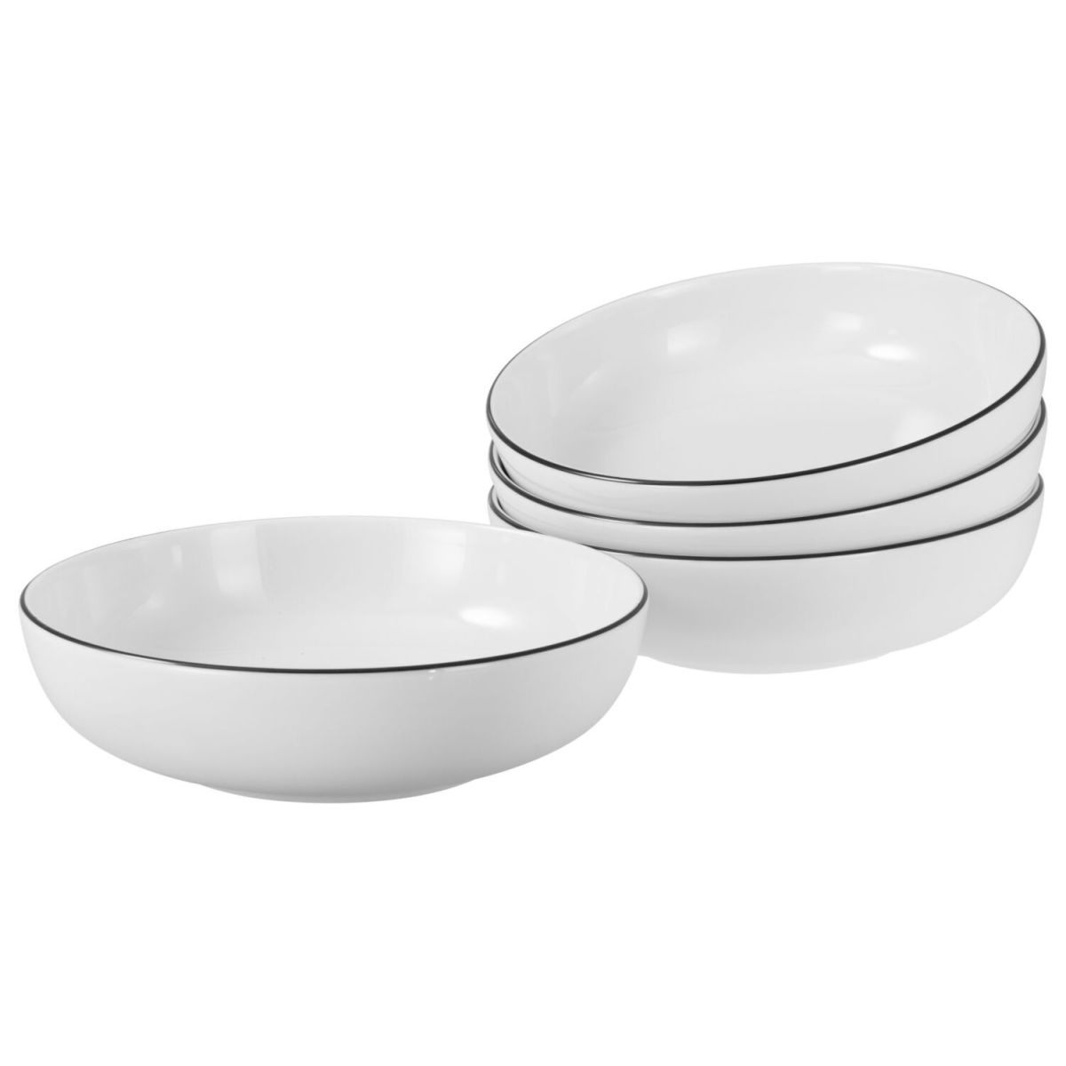 CreaTable Allround - Poke Bowl 4-tlg; 950 ml, 21x6 cm (ØxH); weiß/schwarz; rund; 4 Stück / Pack