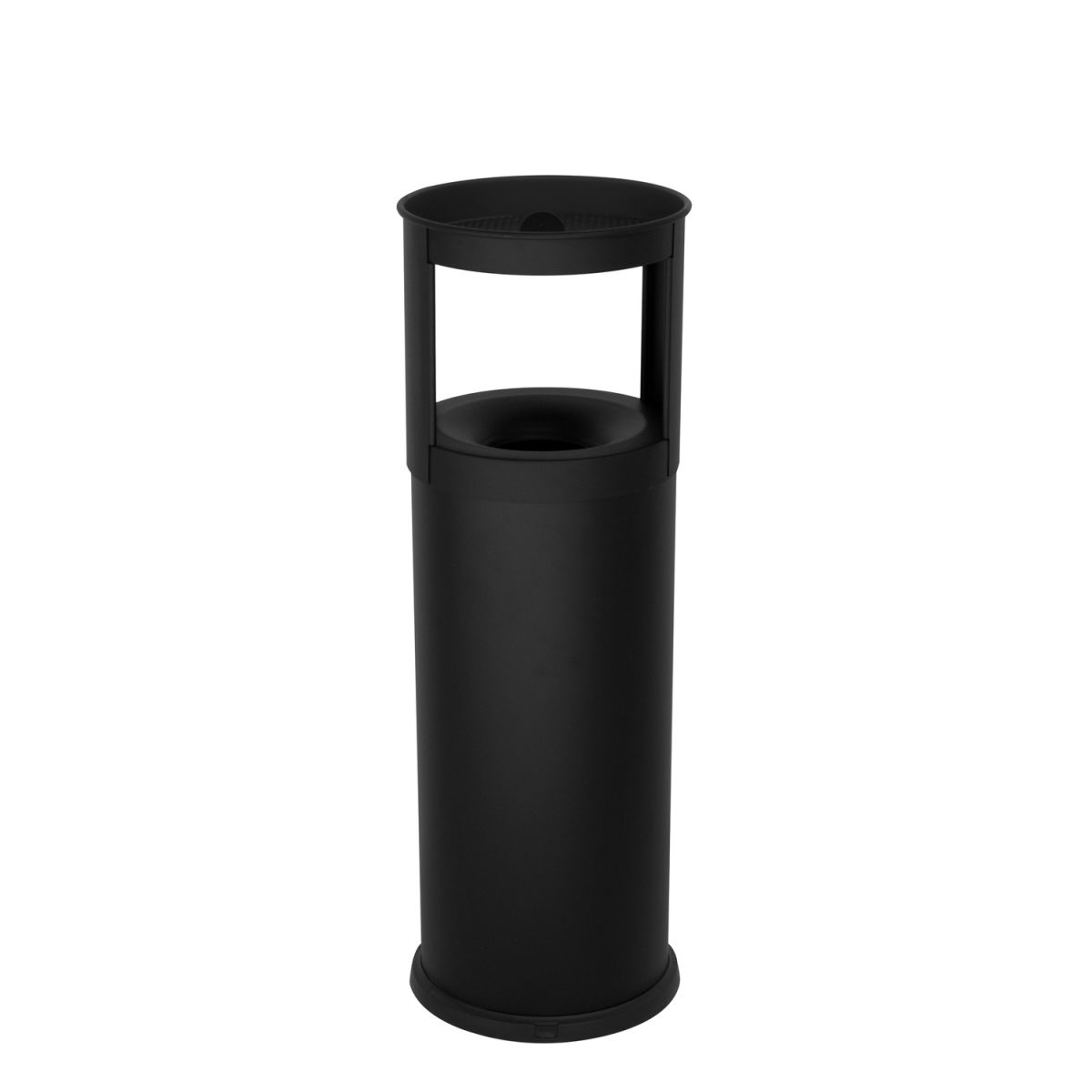 STIL CASA Stil Casa selbstlöschender Abfallbehälter mit Aschenbecher, Stahl lackiert, bodenschonender Kunststoffrand; 25 l, 27.5x27.5x87.5 cm (LxBxH); schwarz