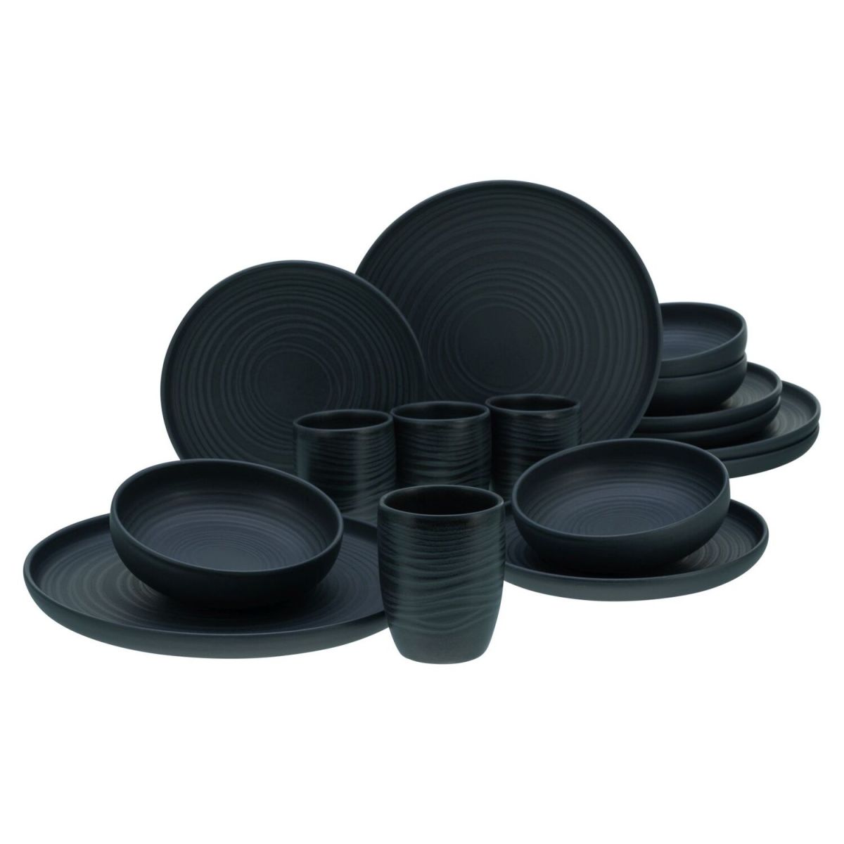 CreaTable Uno BLACK Lava Stone - Kombiservice 16-tlg; schwarz