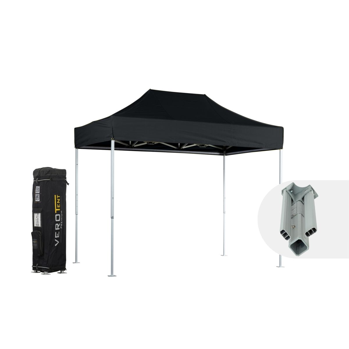 VeroTENT VeroTENT Faltpavillon 2x3m Classic mit Dach ; 200x300x296 cm (LxBxH); schwarz