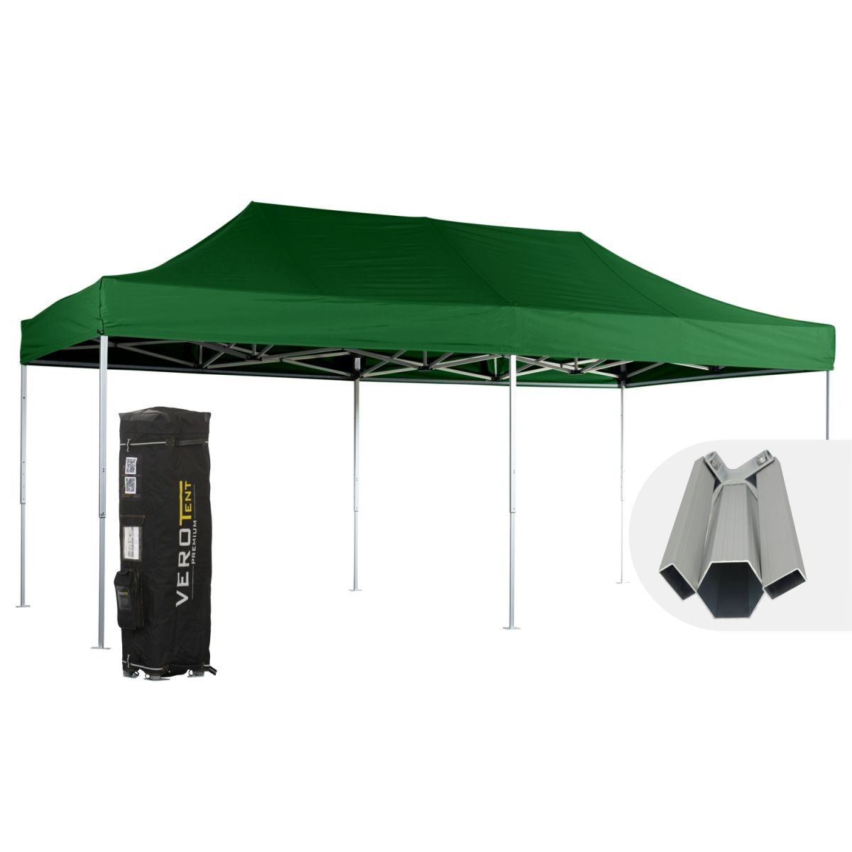 VeroTENT VeroTENT Faltpavillon 4x8m Budget50 mit Dach ; 400x800x400 cm (LxBxH); grün