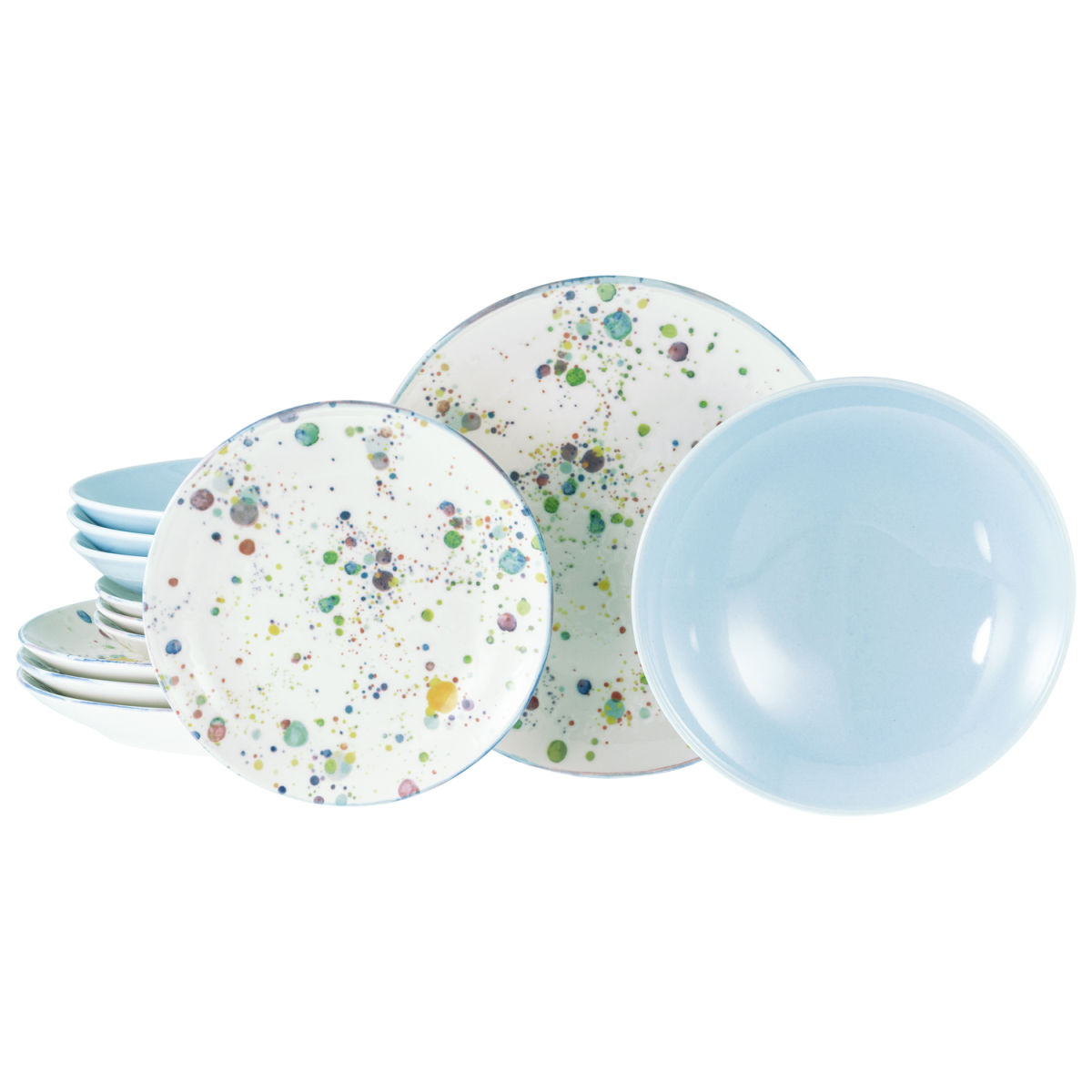 CreaTable Candy Drops Bunt - Tellerset 12-tlg; mehrfarbig