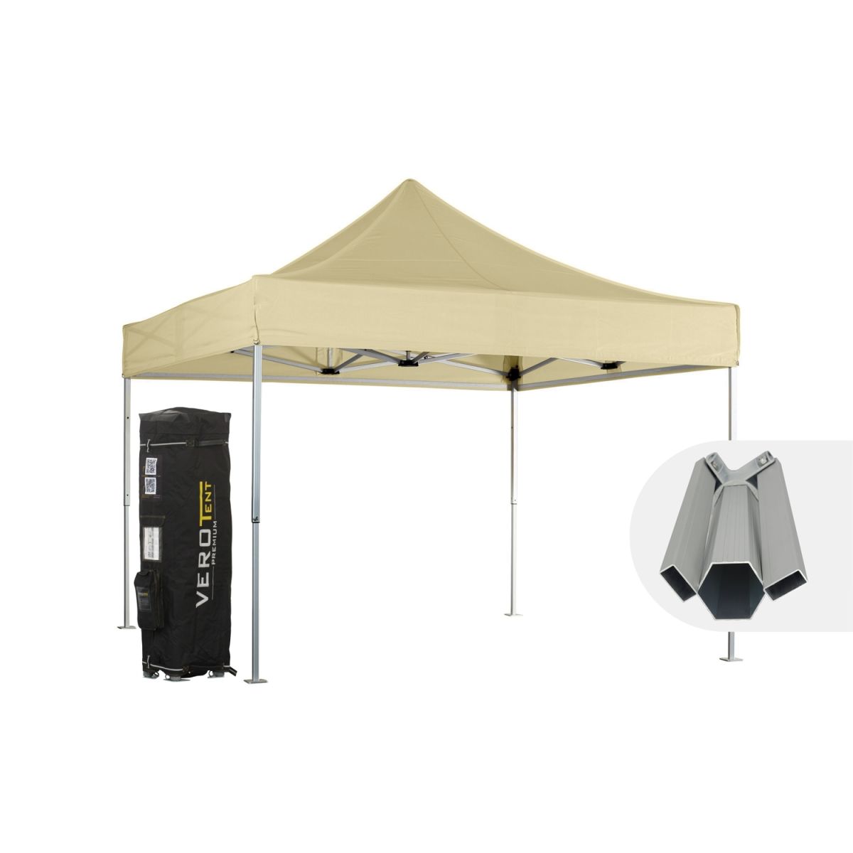 VeroTENT VeroTENT Faltpavillon 4x4m Budget50 mit Dach ; 400x400x400 cm (LxBxH); beige