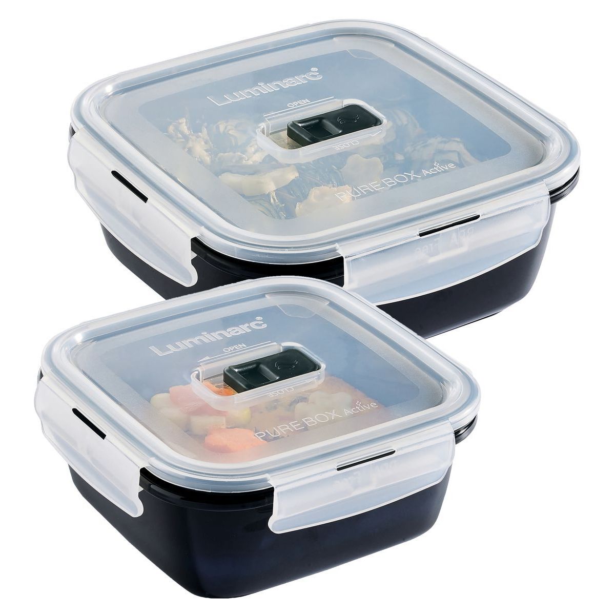 CreaTable Black Box quadratisch - Aufbewahrungset 2-tlg; 1.22 l, 6 cm (H); schwarz; quadratisch