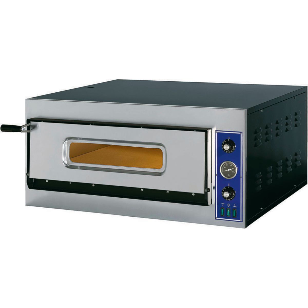 GGF Pizzaofen E-Start Line mit einer Kammer, für 4 Pizzen Ø 320 mm, 4,2 kW; 90x78.5x42 cm (BxTxH); silber/schwarz