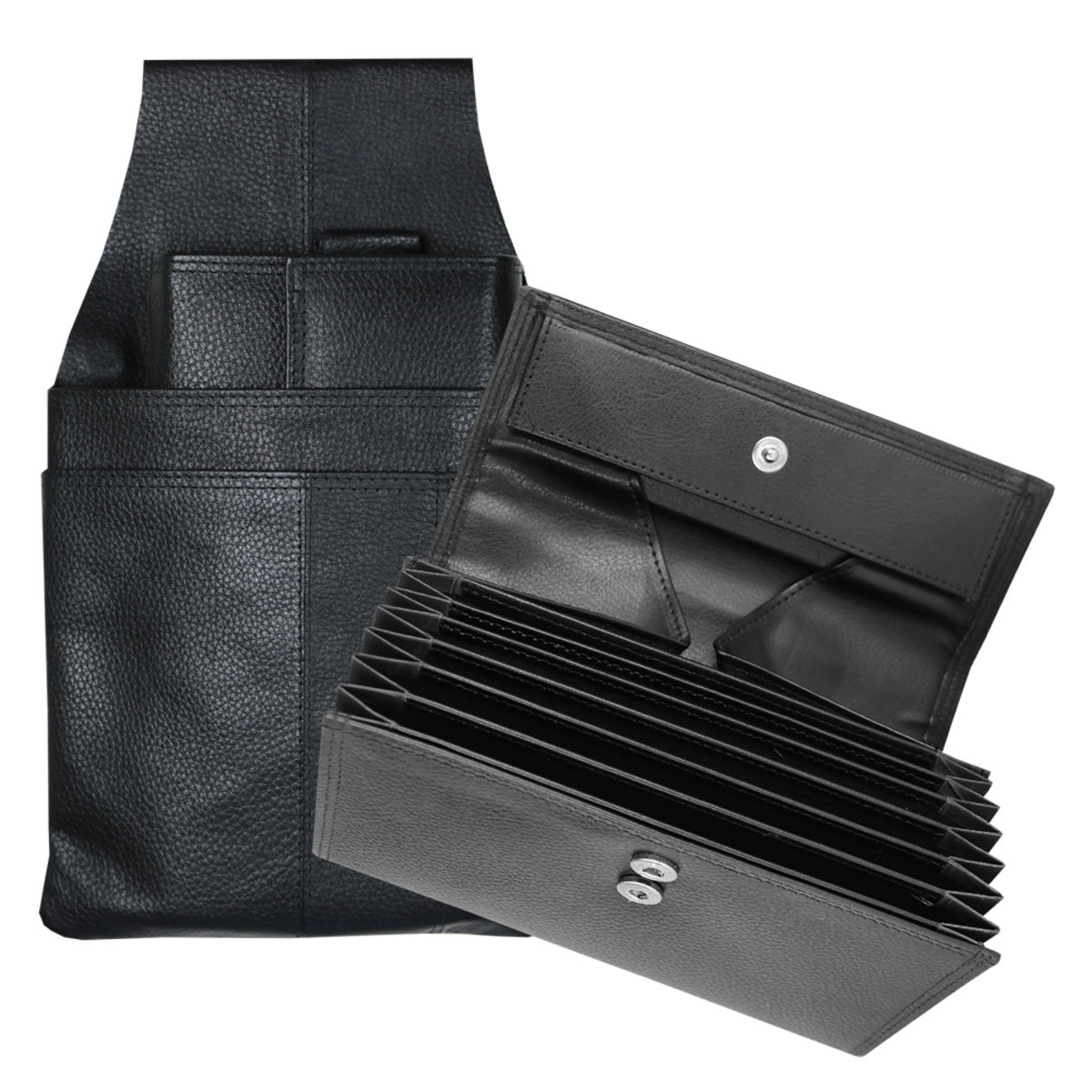 Ferducci Kellner-Set Leder mit Druckknopf; 15x24.5 cm (LxB); schwarz