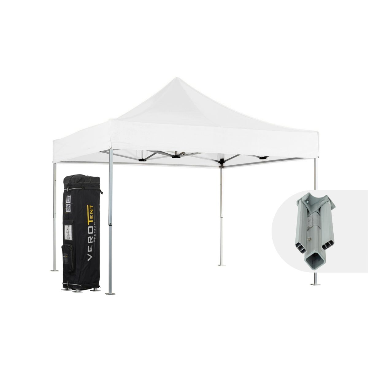 VeroTENT VeroTENT Faltpavillon 4x4m Classic mit Dach ; 400x400x400 cm (LxBxH); weiß