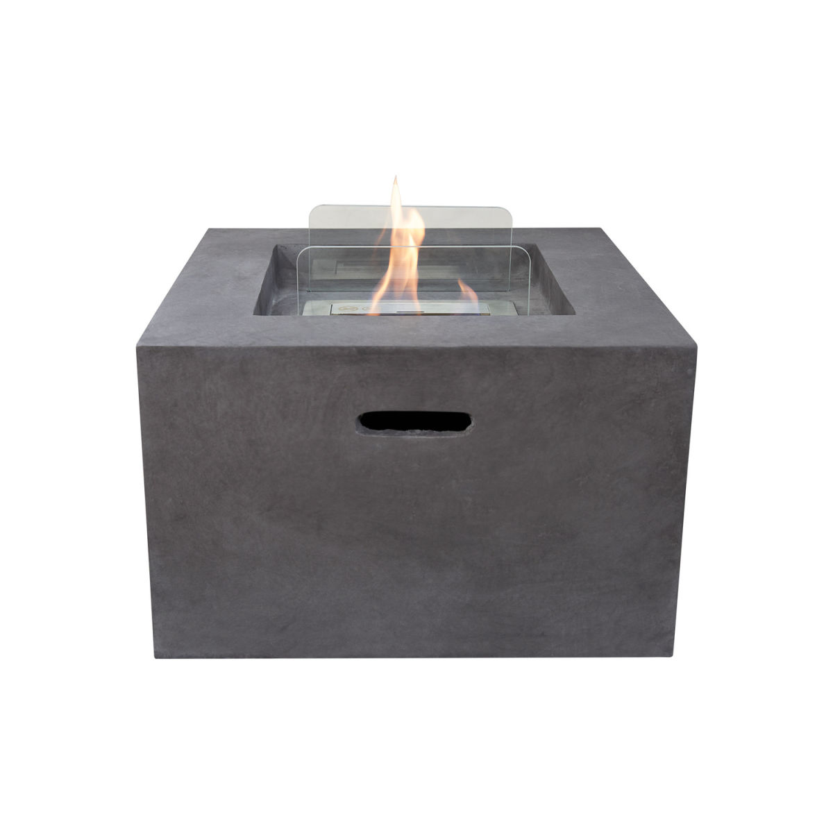 Field & Flame Cassia Bio-Ethanol-Feuerstelle in dunklem Betongrau; 58x58x37 cm (LxBxH); grau
