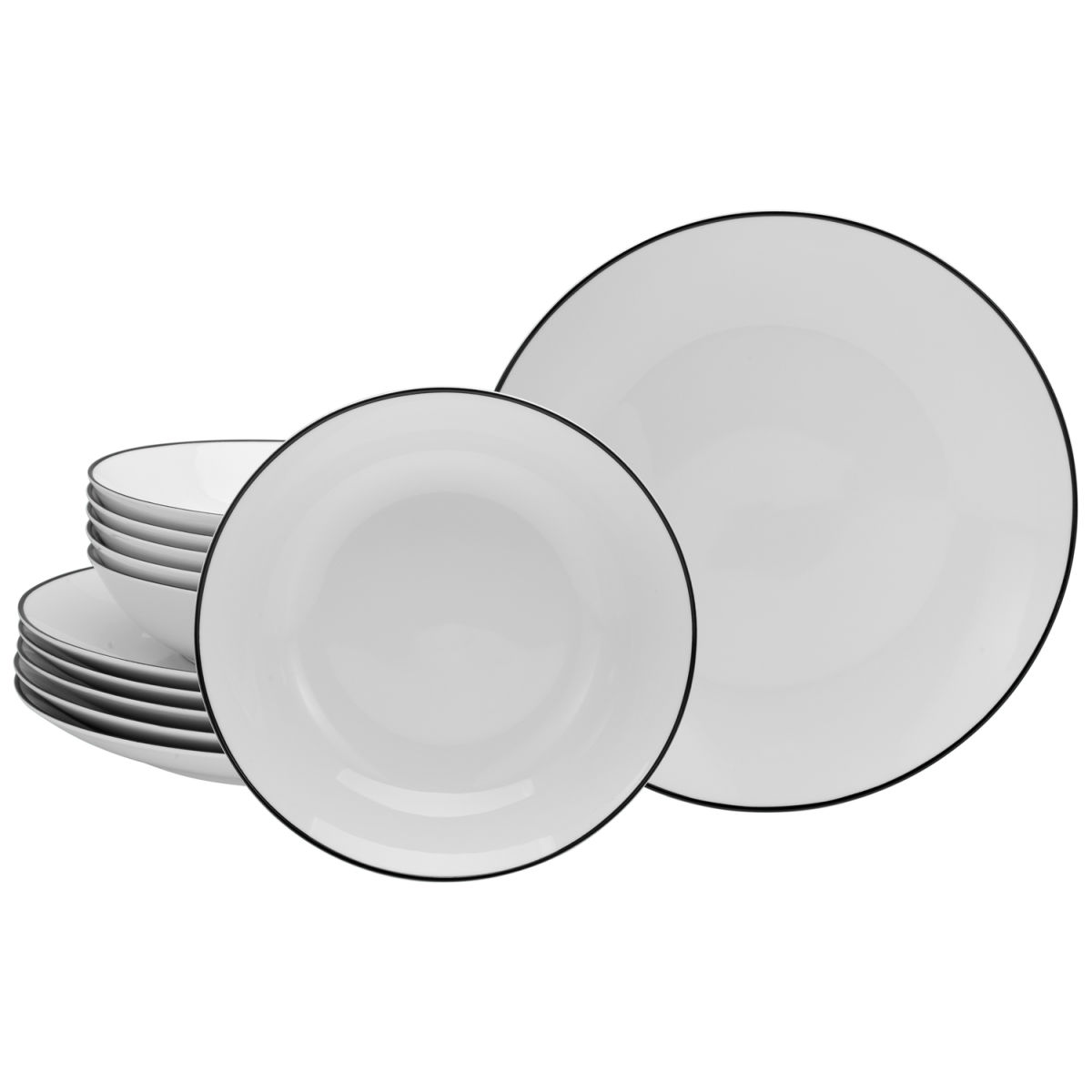 CreaTable Luna Black Line - Tafelservice 12-tlg; schwarz
