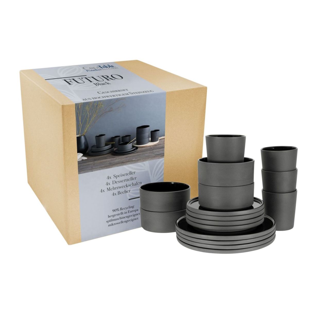 CreaTable Futuro - Kombiservice 16-tlg; schwarz