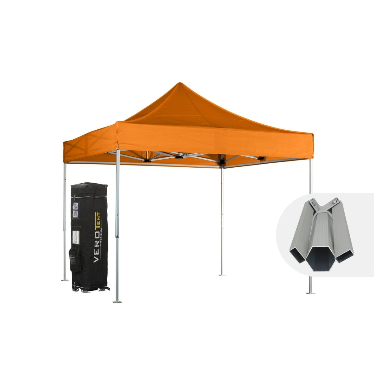 VeroTENT VeroTENT Faltpavillon 3x3m Budget50 mit Dach ; 300x300x330 cm (LxBxH); orange