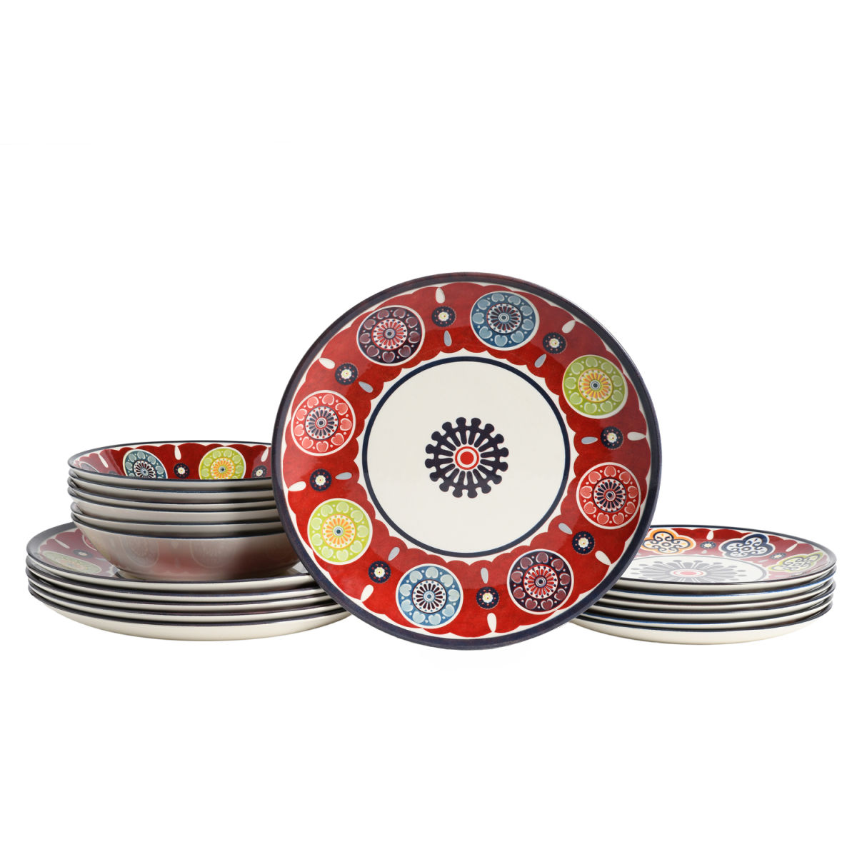 CreaTable Sumaya Red WL - Tellerset 18-tlg; mehrfarbig