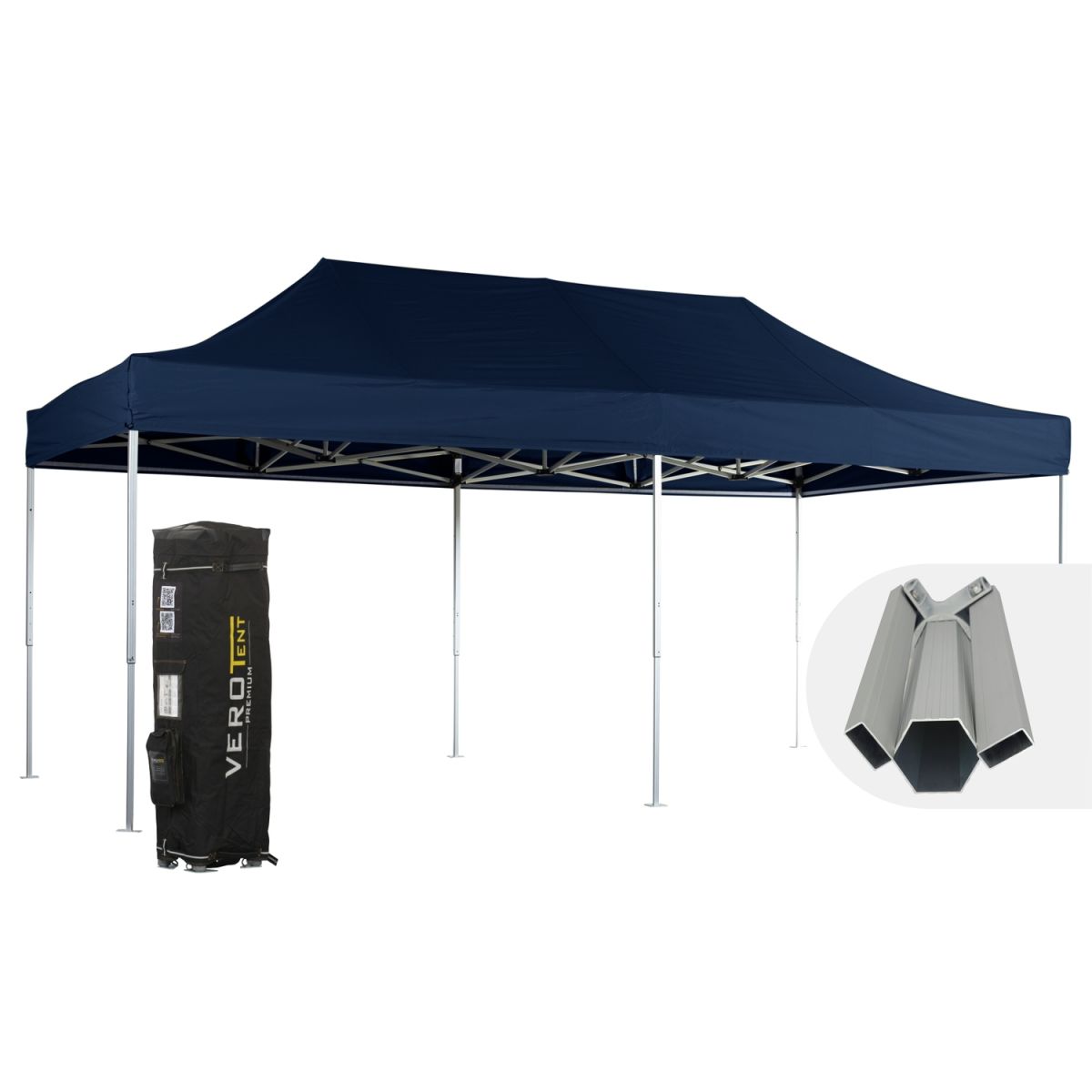VeroTENT VeroTENT Faltpavillon 4x8m Budget50 mit Dach ; 400x800x400 cm (LxBxH); navy