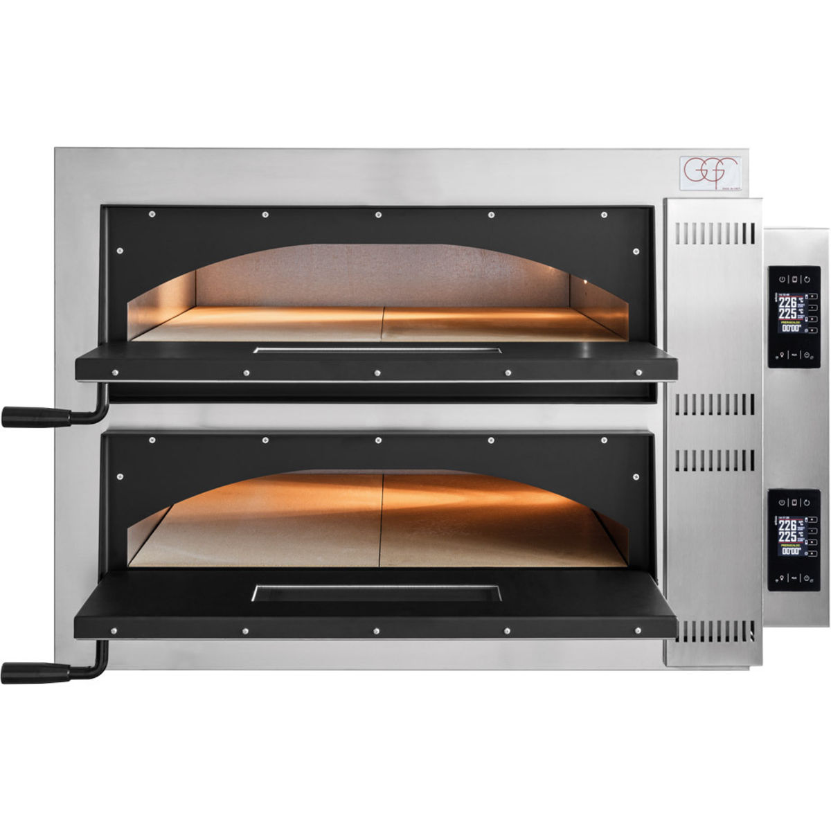 GGF GGF Pizzaofen F-Line Digital, 2 Kammern für 4 Pizzen á Ø 360 mm, 1010x850x750 mm (BxTxH), 12 kW; 101x85x75 cm (BxTxH); silber