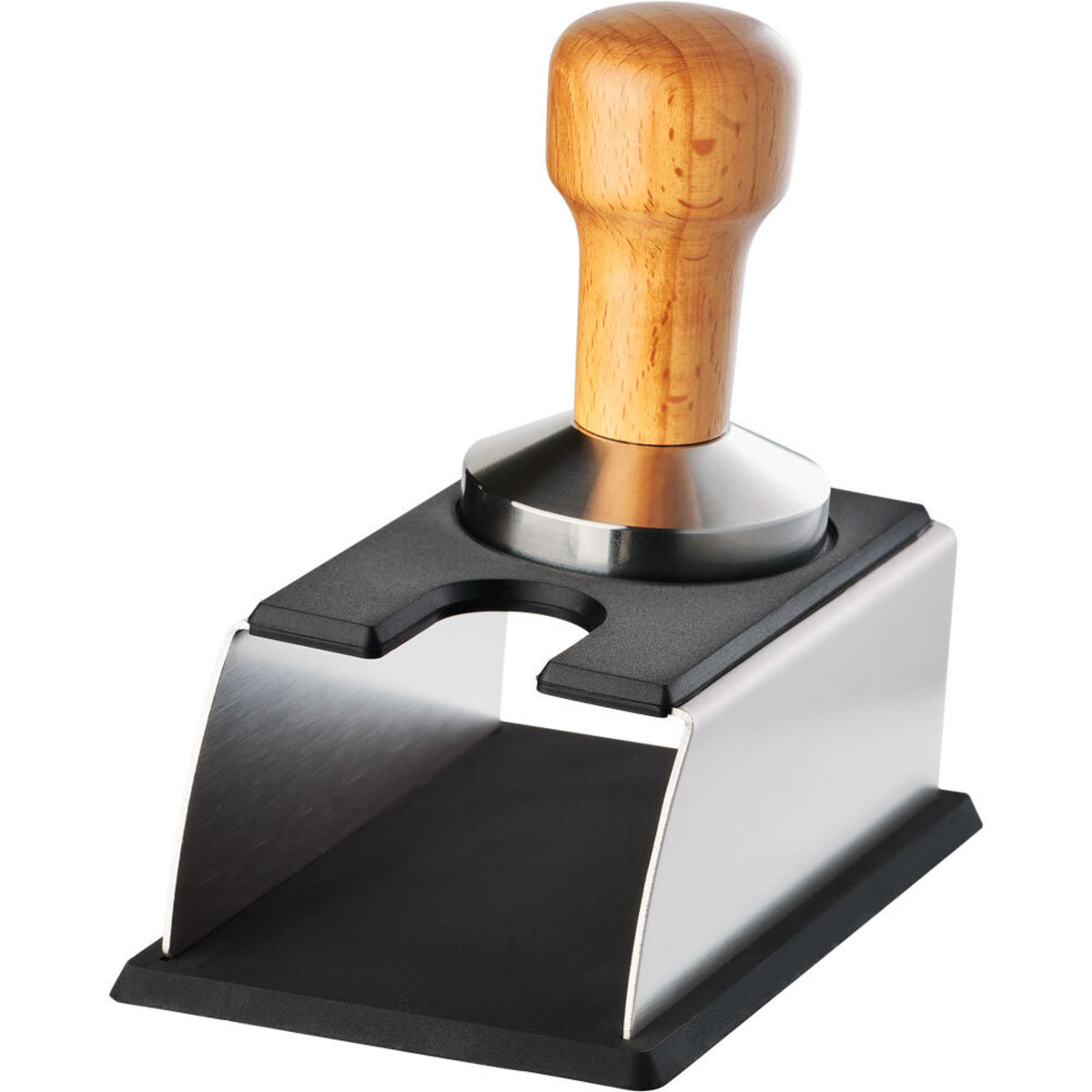 Stalgast Tamperstation, Edelstahl und Silikon, für Tamper bis Ø 58 mm; 8x5.5x14 cm (BxHxT); silber/schwarz