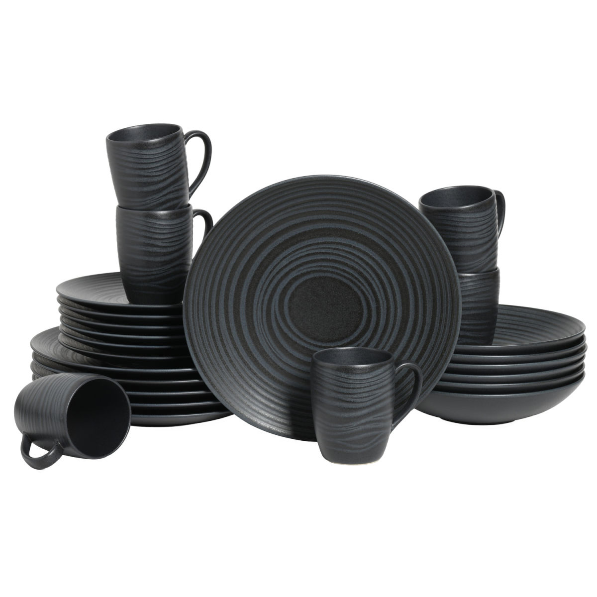 CreaTable Lava Stone black - Kombiservice 24-tlg; schwarz