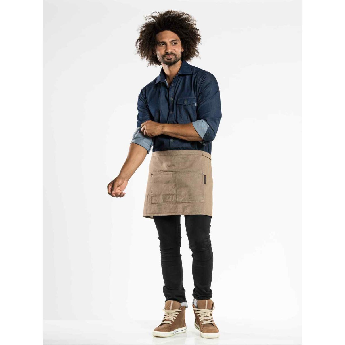 Chaud Devant Bistroschürze Base Mud Denim W80 – L40; 40x80 cm (LxB); braun