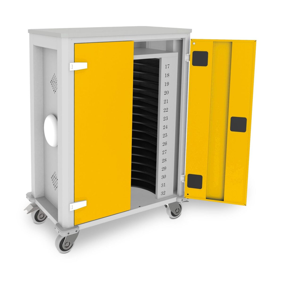 rotstahl Tabletwagen Power für 32 Tablets mit lichtgrauem Korpus + Access Point; 73x44x105 cm (BxTxH); gelb