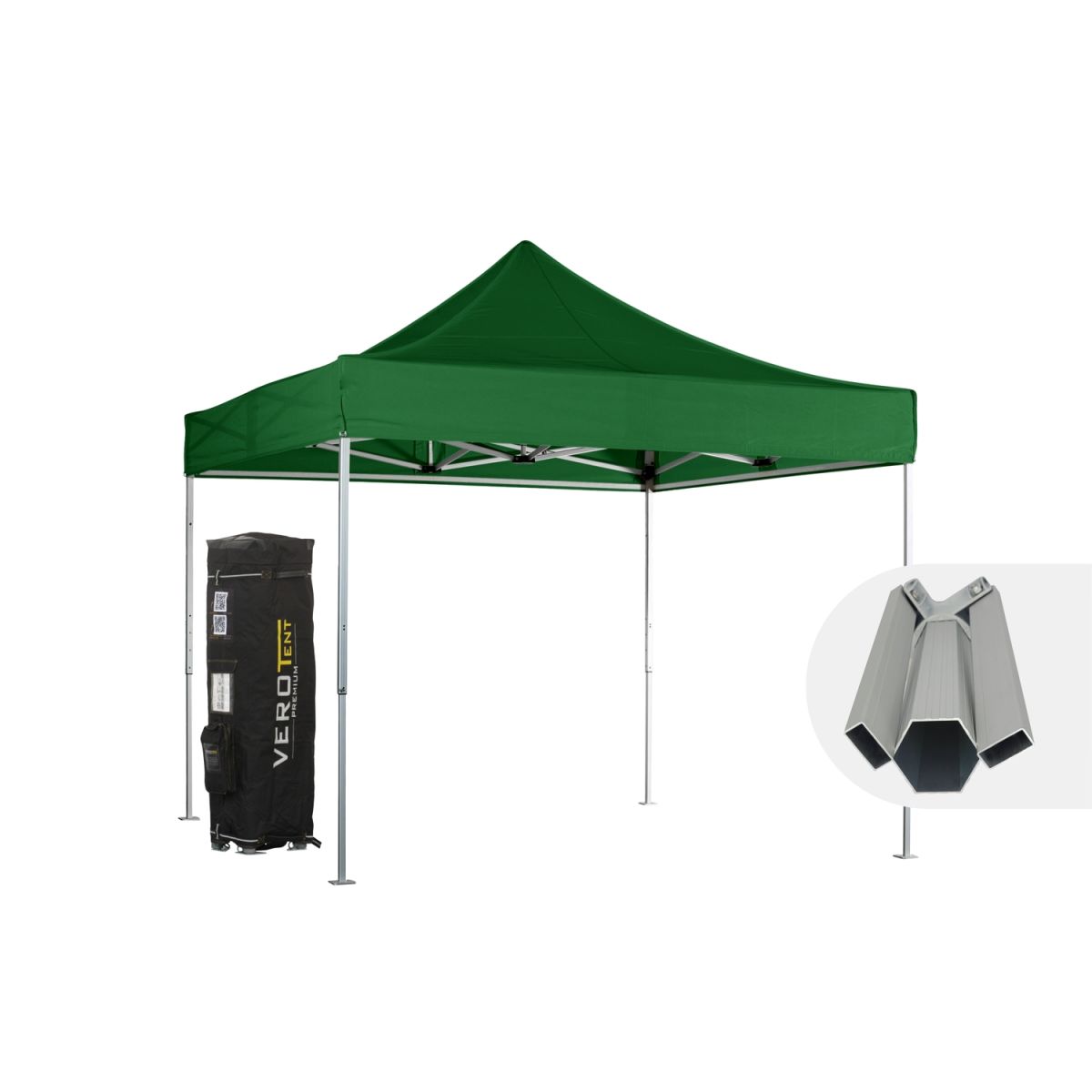 VeroTENT VeroTENT Faltpavillon 3x3m Budget50 mit Dach ; 300x300x330 cm (LxBxH); grün