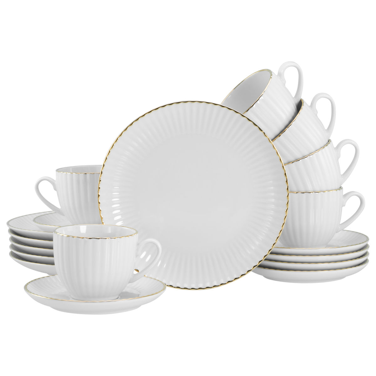 CreaTable ALLEGRA GOLDBAND - Kaffeeservice 18-tlg; weiß