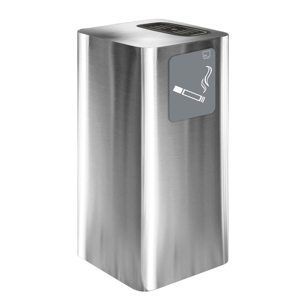STIL CASA Stil Casa PURE Aschenbecher, Edelstahl, 30x30xh. 65 cm, satinierter Deckel, Aschenbecherpiktogramm, Tablett mit oberem Gitter, satiniert.; 68 cm (H); silber; rechteckig