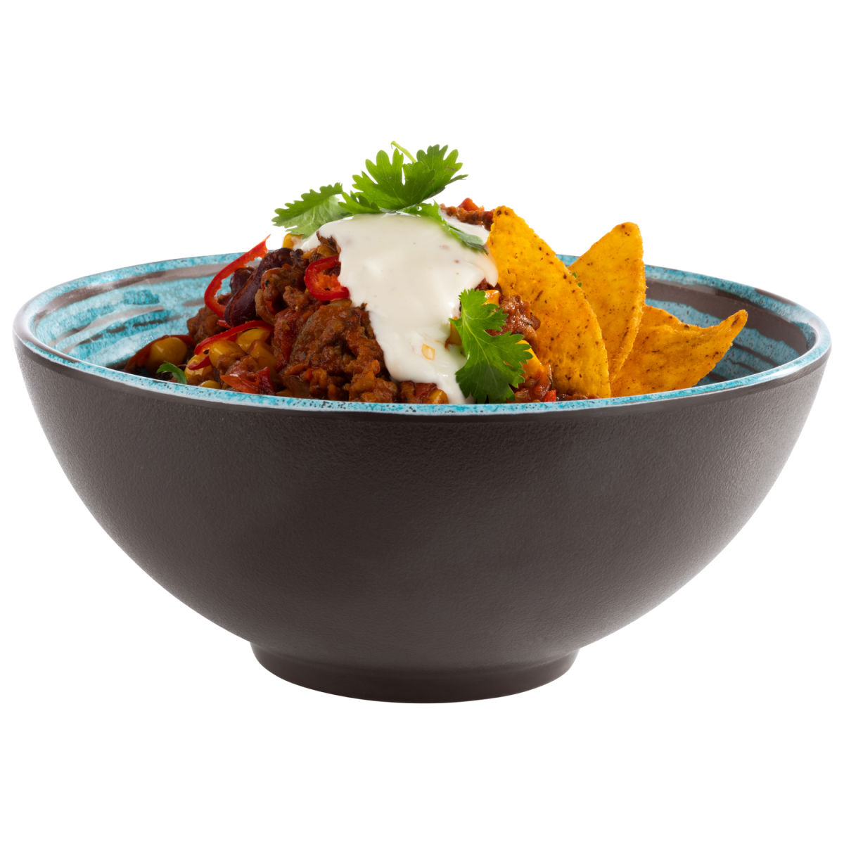 APS Schale -CANCUN- Melamin innen: Dekor, türkis / braun außen: braun; 1000 ml, 18.5x18.5x8 cm (LxBxH); türkis/braun