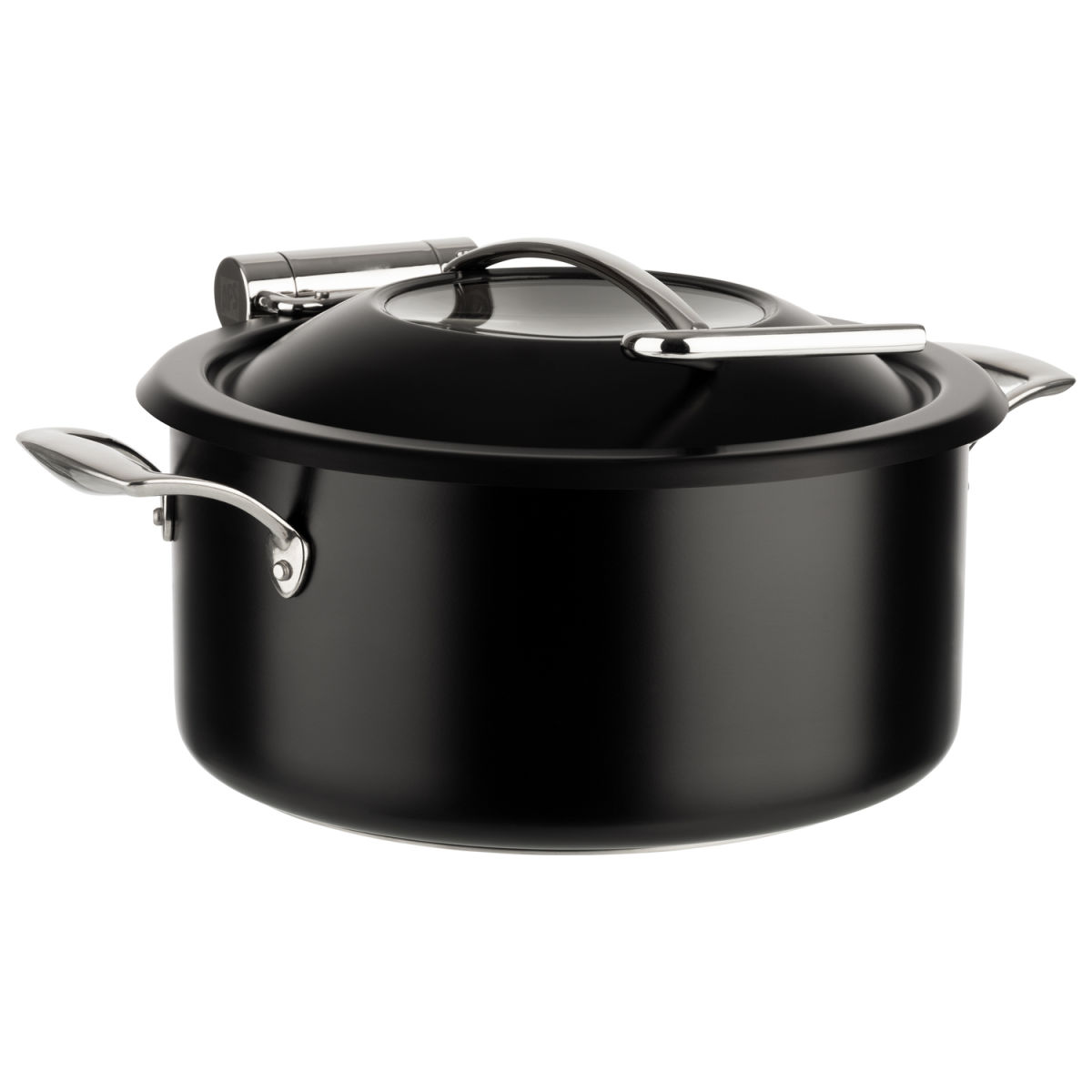 APS Chafing Dish, 4-tlg. Set Ø 30,5 cm, H: 17,5 cm 18/8 Edelstahl, schwarz Set bestehend aus: - 1 Topf (8 Liter) - 1 Speisenbehälter (4 Liter); 4 l, 30.5x17.5x30.5 cm (TxHxØ); schwarz