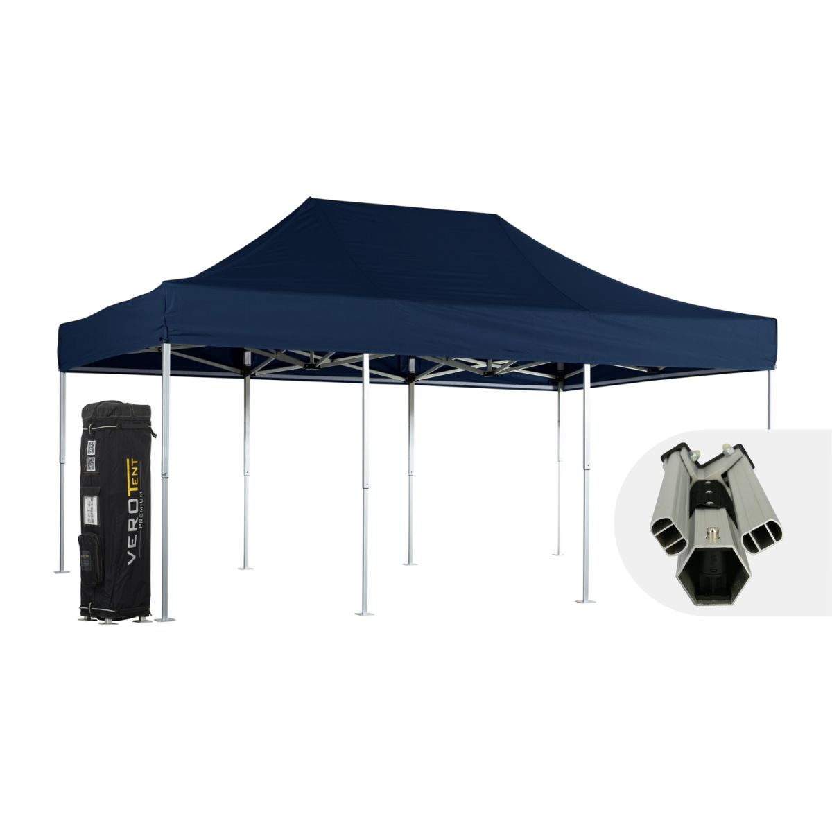 VeroTENT VeroTENT Faltpavillon 4x6m Luxea mit Dach 4 Standbeine; 400x600x400 cm (LxBxH); navy