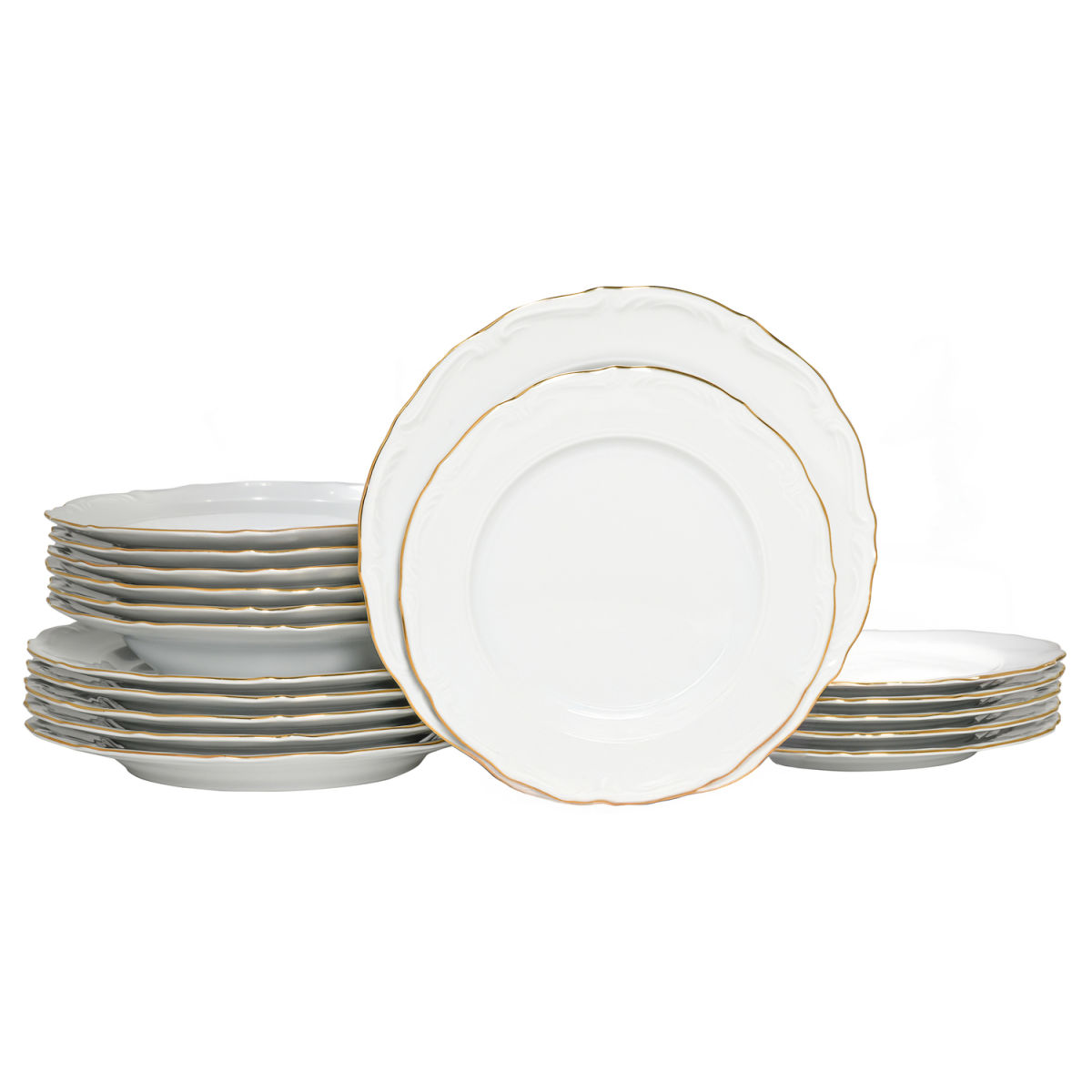 CreaTable Maria Theresia - Tellerset 18-tlg; weiß/gold