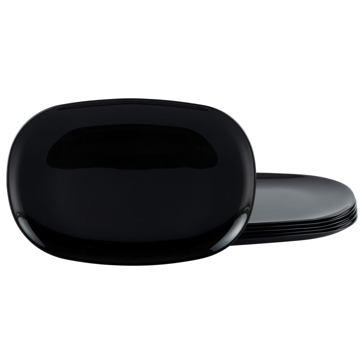 CreaTable Italien Party black - Burgerteller 34 cm 6-tlg; 34x24x2.5 cm (LxBxH); schwarz; oval; 6 Stück / Pack