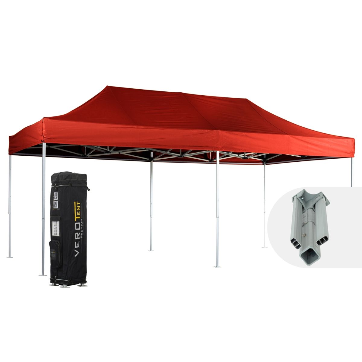 VeroTENT VeroTENT Faltpavillon 4x8m Classic mit Dach ; 400x800x400 cm (LxBxH); rot