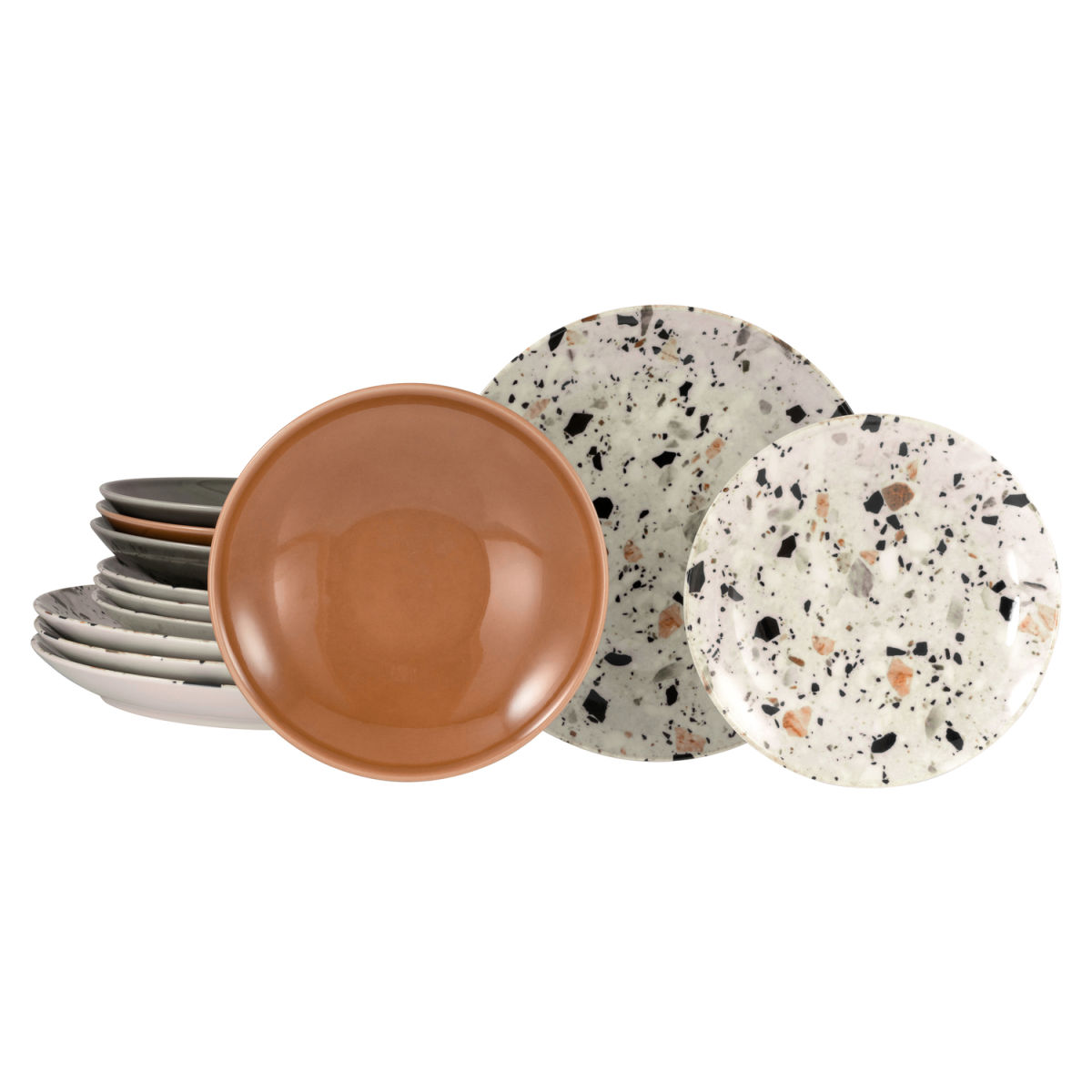CreaTable Terrazzo Mix - Tellerset 12-tlg; mehrfarbig