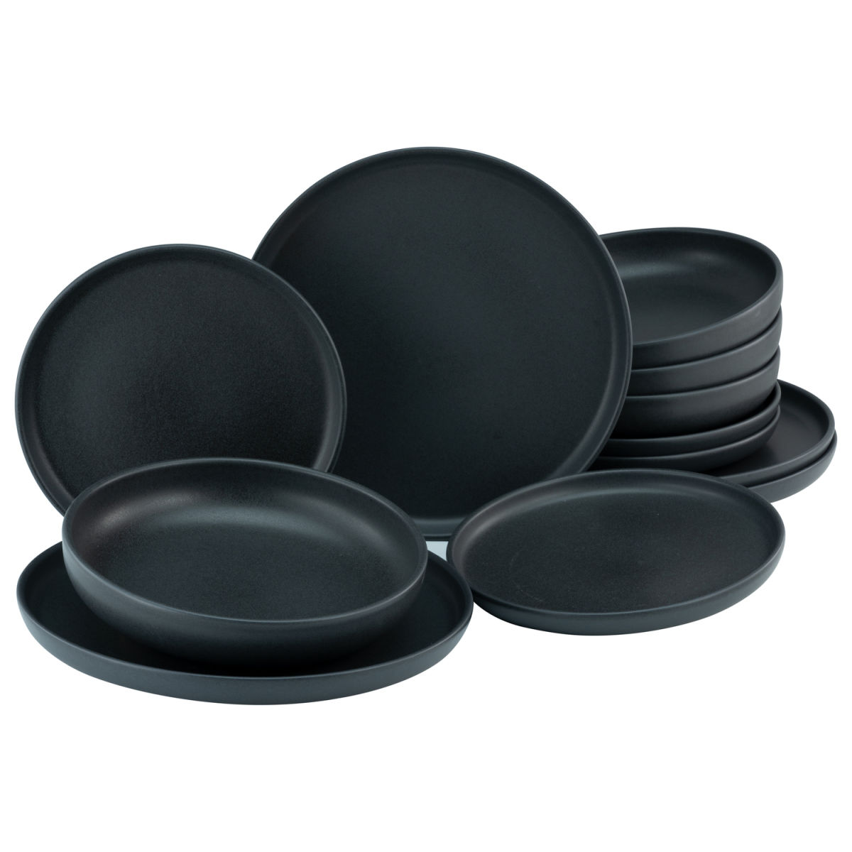 CreaTable Uno BLACK - Tellerset 12-tlg; schwarz