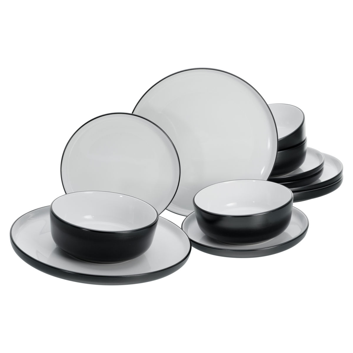 CreaTable Nordic Cool Black - Tellerset 12-tlg; schwarz